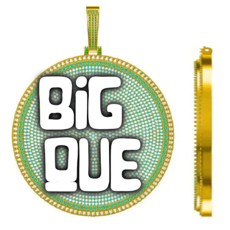 CUSTOM LETTER NECKLACE 3D BIG DISC sold by The GUU Shop