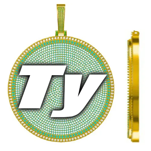 CUSTOM LETTER NECKLACE 3D BIG DISC sold by The GUU Shop