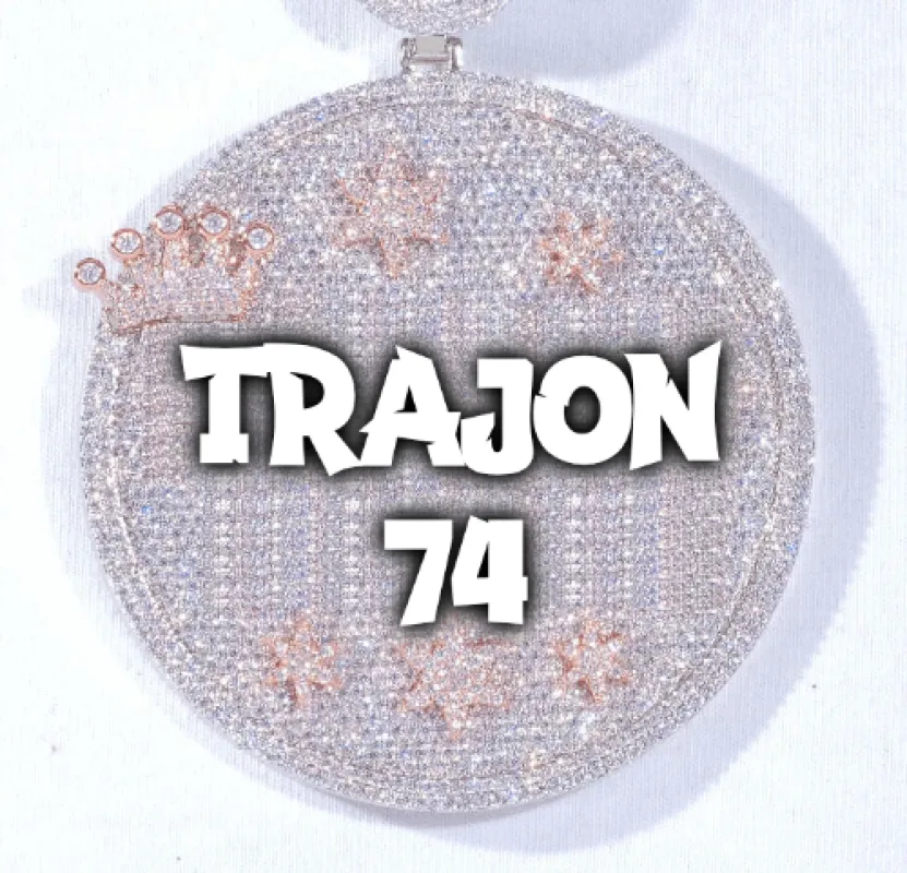 CUSTOM LETTER NECKLACE 3D BIG CROWN DISC sold by The GUU Shop