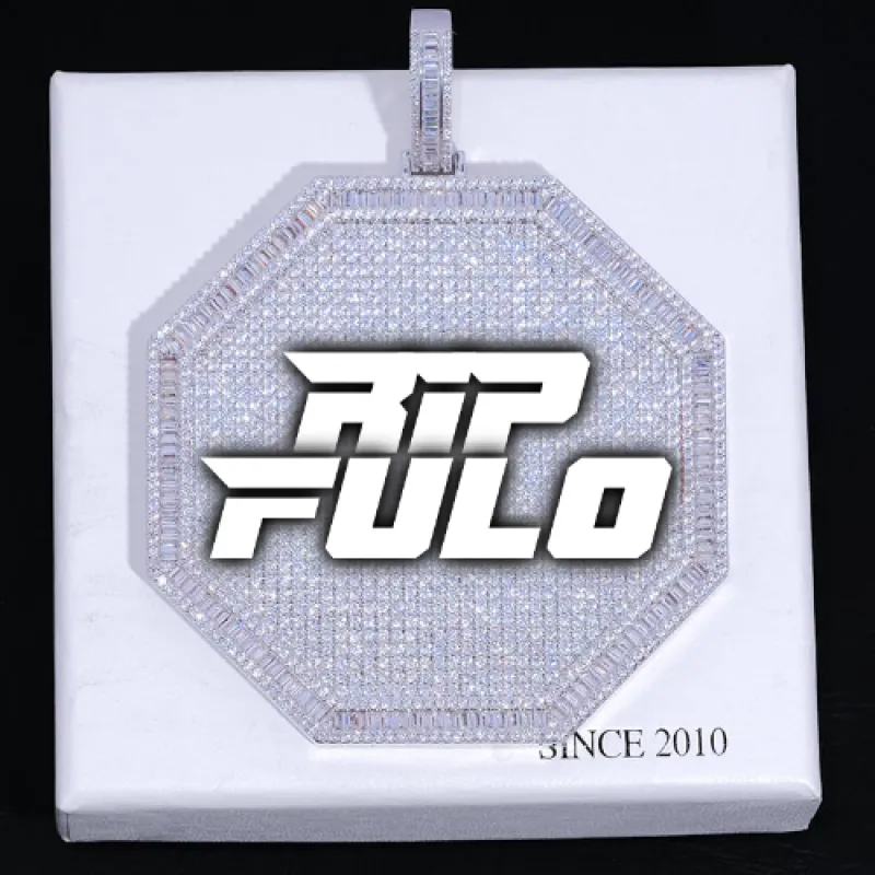 CUSTOM LETTER NECKLACE 3D BIG OCTAGON sold by The GUU Shop