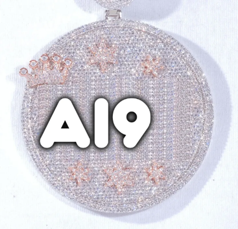 CUSTOM LETTER NECKLACE 3D BIG CROWN DISC sold by The GUU Shop