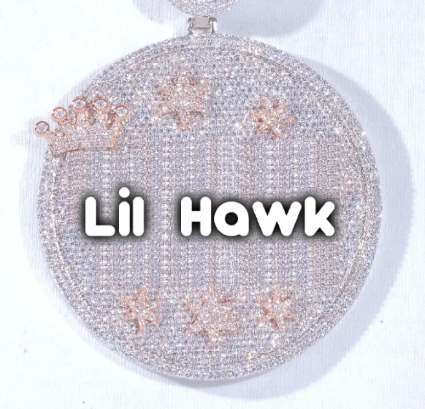 CUSTOM LETTER NECKLACE 3D BIG CROWN DISC sold by The GUU Shop