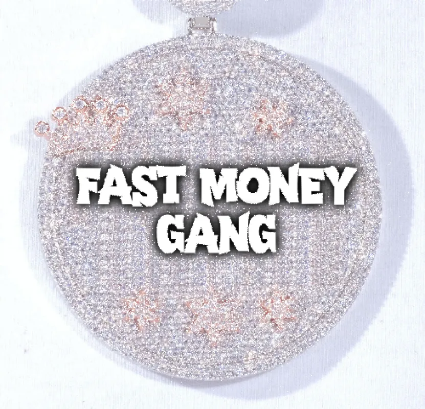 CUSTOM LETTER NECKLACE 3D BIG CROWN DISC sold by The GUU Shop