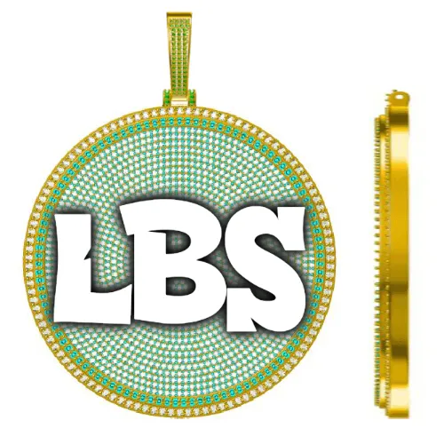 CUSTOM LETTER NECKLACE 3D BIG DISC sold by The GUU Shop