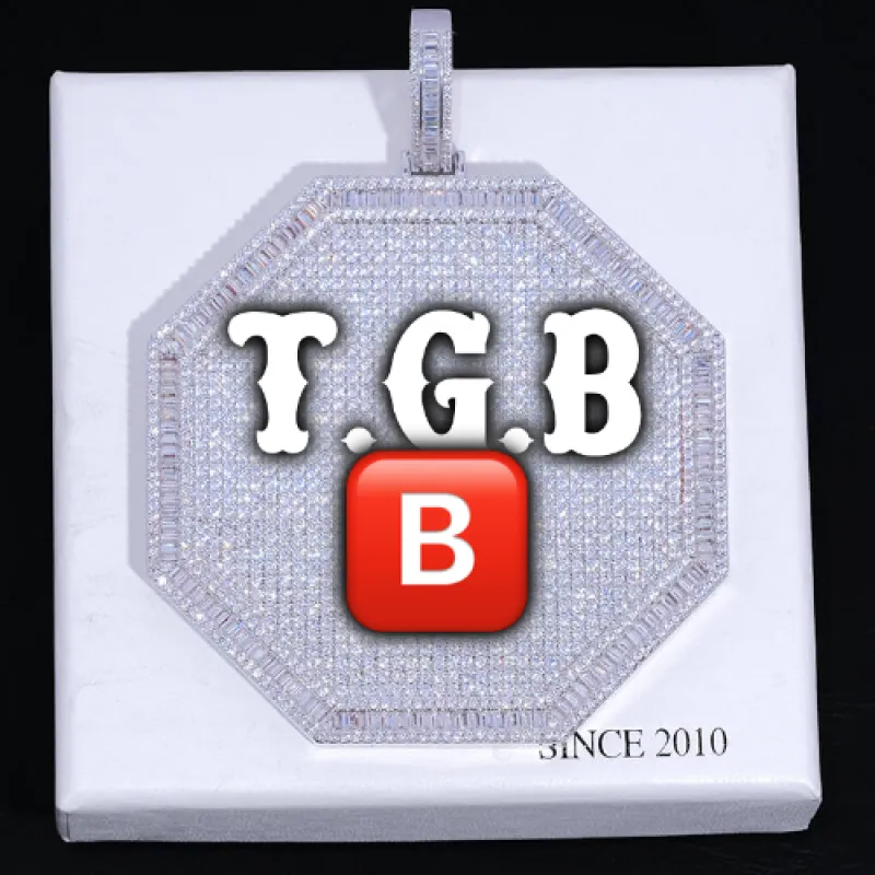 CUSTOM LETTER NECKLACE 3D BIG OCTAGON sold by The GUU Shop