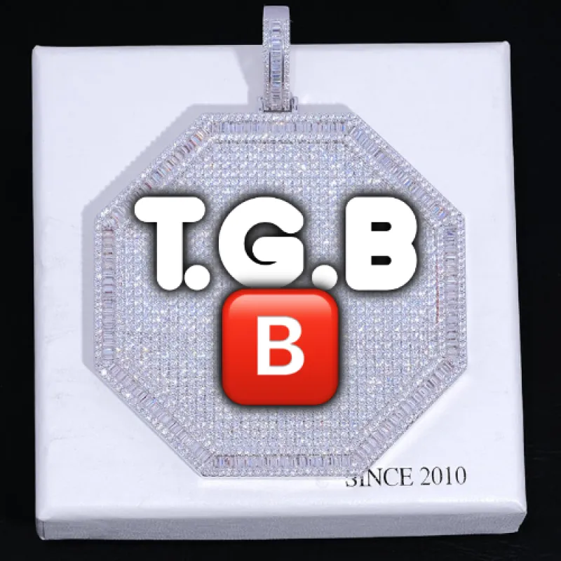 CUSTOM LETTER NECKLACE 3D BIG OCTAGON sold by The GUU Shop