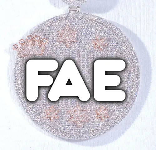 CUSTOM LETTER NECKLACE 3D BIG CROWN DISC sold by The GUU Shop