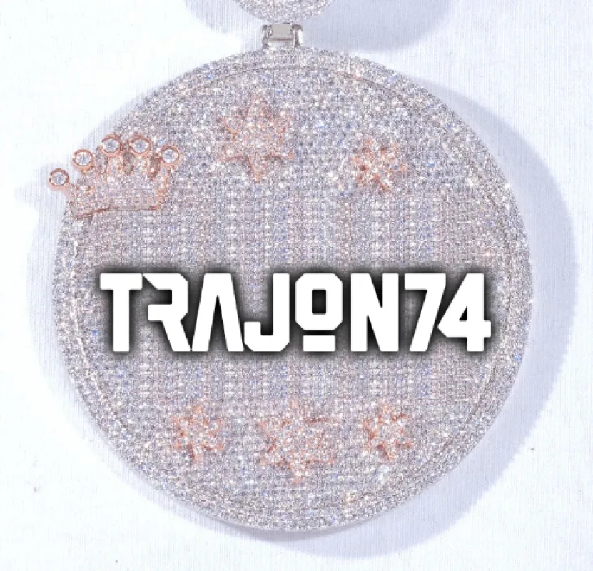 CUSTOM LETTER NECKLACE 3D BIG CROWN DISC sold by The GUU Shop