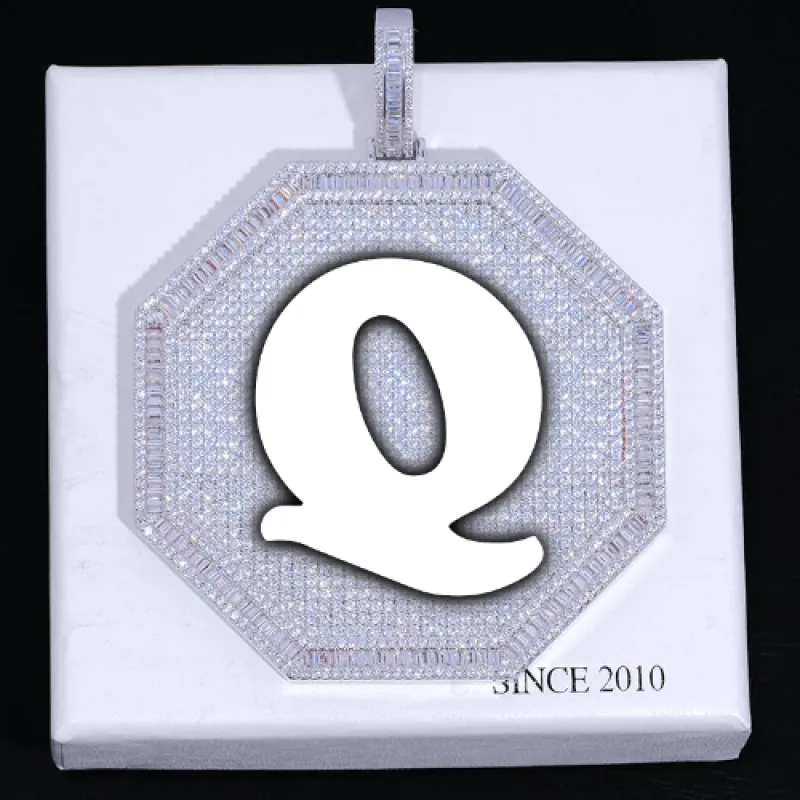 CUSTOM LETTER NECKLACE 3D BIG OCTAGON sold by The GUU Shop