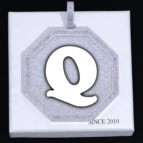 CUSTOM LETTER NECKLACE 3D BIG OCTAGON sold by The GUU Shop