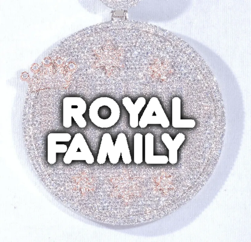 CUSTOM LETTER NECKLACE 3D BIG CROWN DISC sold by The GUU Shop