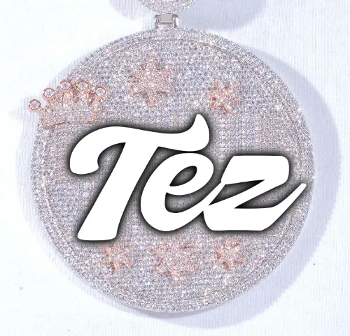 CUSTOM LETTER NECKLACE 3D BIG CROWN DISC sold by The GUU Shop