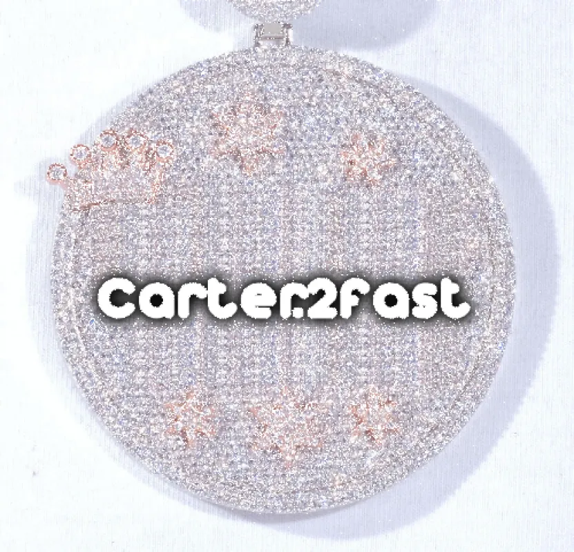 CUSTOM LETTER NECKLACE 3D BIG CROWN DISC sold by The GUU Shop