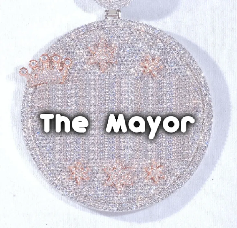 CUSTOM LETTER NECKLACE 3D BIG CROWN DISC sold by The GUU Shop