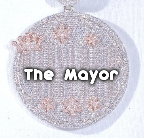 CUSTOM LETTER NECKLACE 3D BIG CROWN DISC sold by The GUU Shop