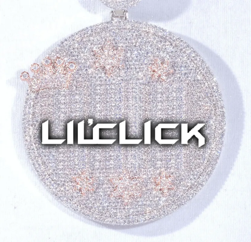 CUSTOM LETTER NECKLACE 3D BIG CROWN DISC sold by The GUU Shop