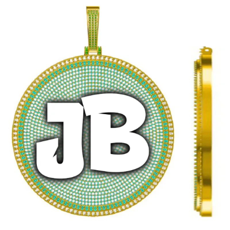 CUSTOM LETTER NECKLACE 3D BIG DISC sold by The GUU Shop