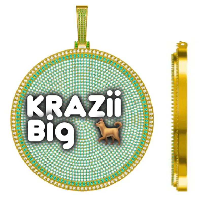 CUSTOM LETTER NECKLACE 3D BIG DISC sold by The GUU Shop