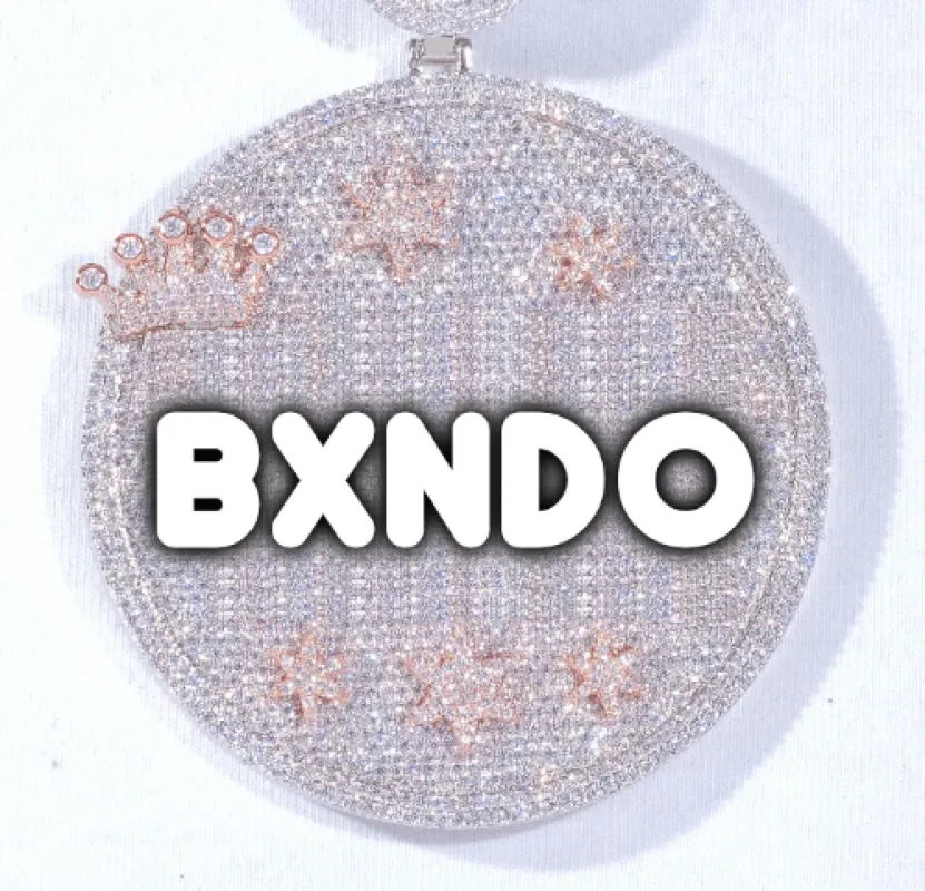 CUSTOM LETTER NECKLACE 3D BIG CROWN DISC sold by The GUU Shop