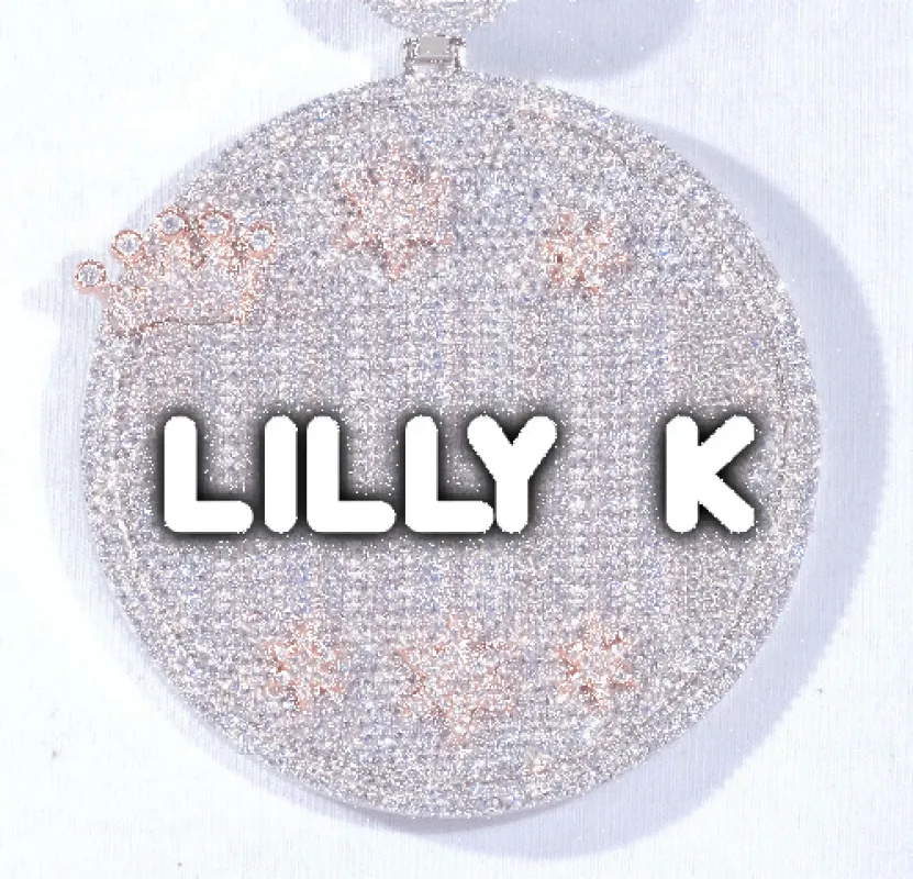 CUSTOM LETTER NECKLACE 3D BIG CROWN DISC sold by The GUU Shop