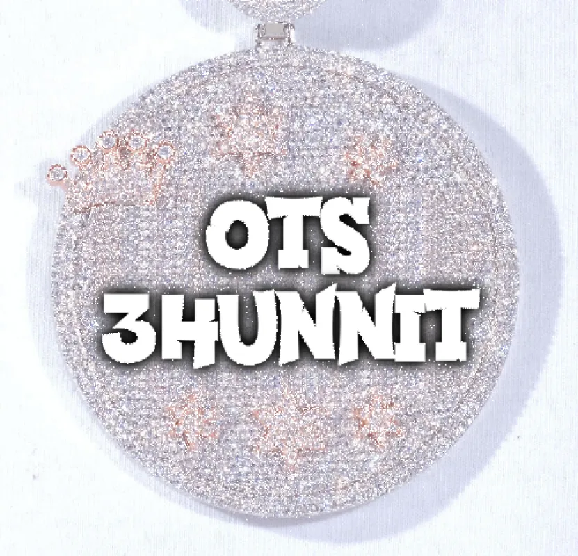 CUSTOM LETTER NECKLACE 3D BIG CROWN DISC sold by The GUU Shop