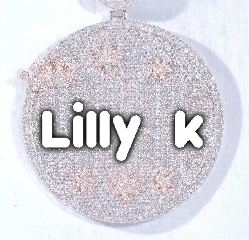 CUSTOM LETTER NECKLACE 3D BIG CROWN DISC sold by The GUU Shop