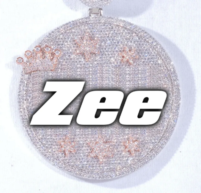 CUSTOM LETTER NECKLACE 3D BIG CROWN DISC sold by The GUU Shop