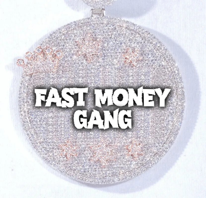 CUSTOM LETTER NECKLACE 3D BIG CROWN DISC sold by The GUU Shop