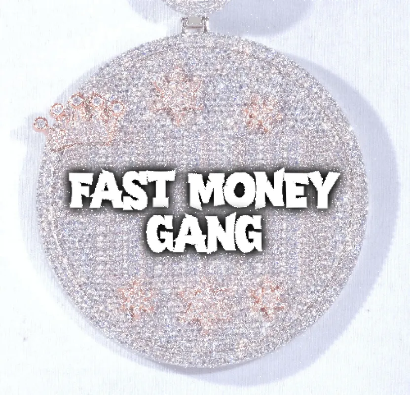 CUSTOM LETTER NECKLACE 3D BIG CROWN DISC sold by The GUU Shop