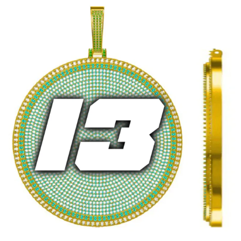 CUSTOM LETTER NECKLACE 3D BIG DISC sold by The GUU Shop