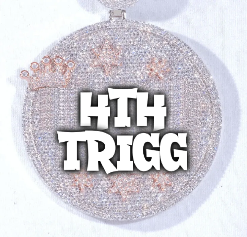 CUSTOM LETTER NECKLACE 3D BIG CROWN DISC sold by The GUU Shop