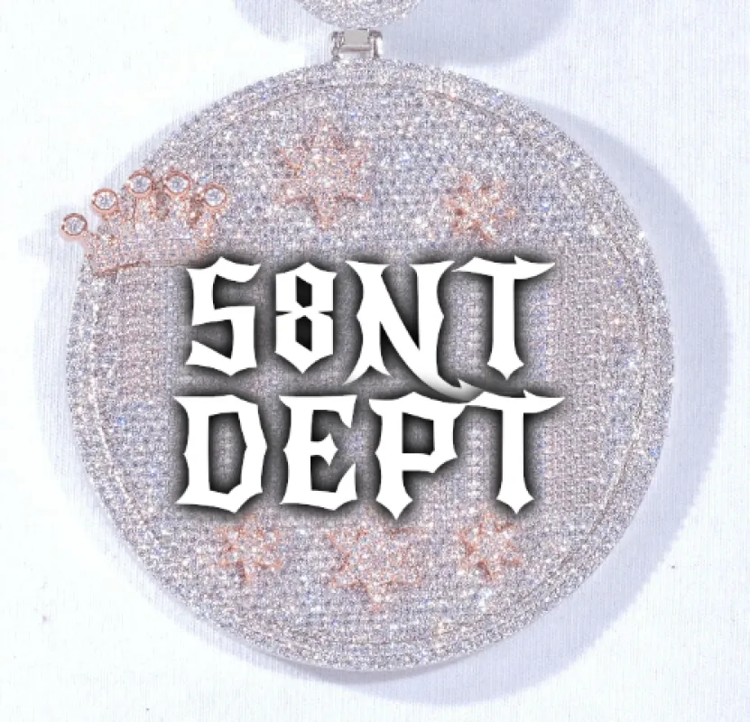 CUSTOM LETTER NECKLACE 3D BIG CROWN DISC sold by The GUU Shop