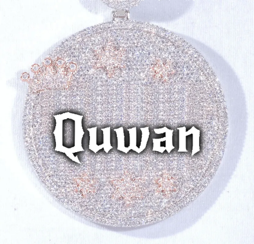 CUSTOM LETTER NECKLACE 3D BIG CROWN DISC sold by The GUU Shop