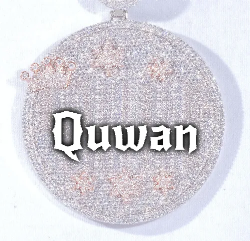 CUSTOM LETTER NECKLACE 3D BIG CROWN DISC sold by The GUU Shop