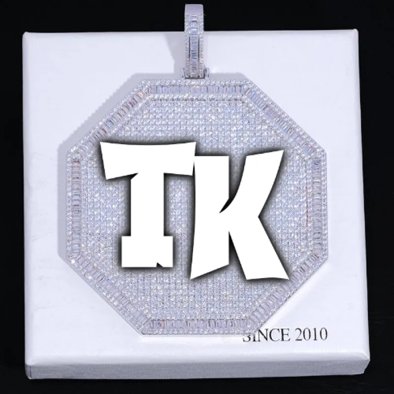 CUSTOM LETTER NECKLACE 3D BIG OCTAGON sold by The GUU Shop