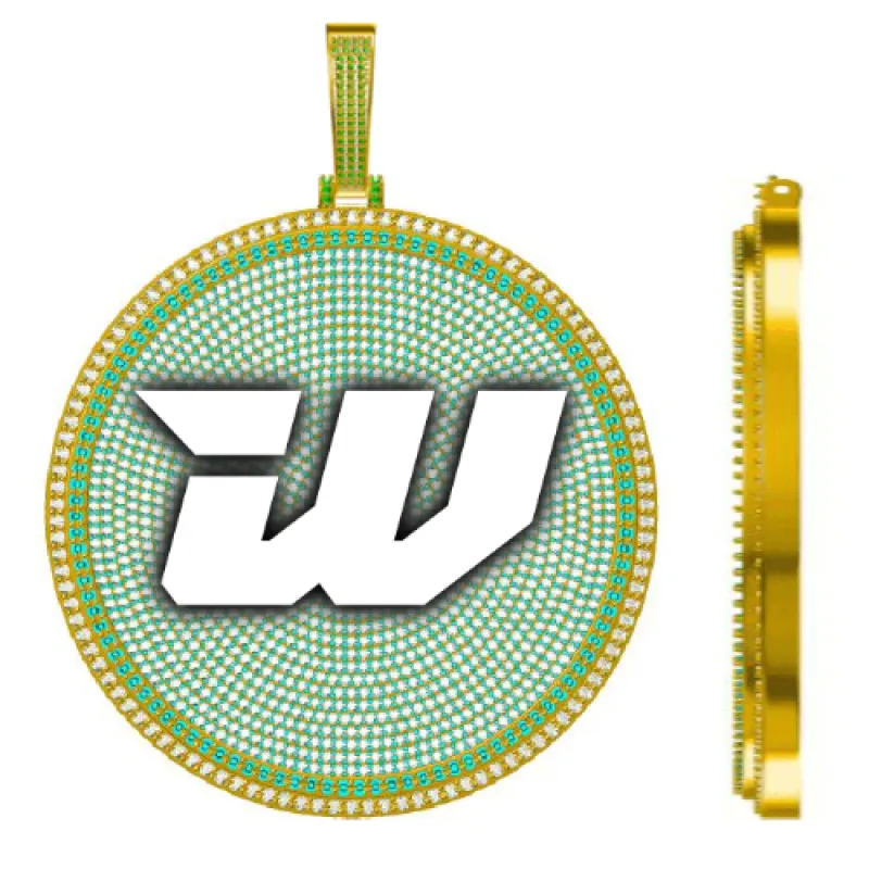 CUSTOM LETTER NECKLACE 3D BIG DISC sold by The GUU Shop