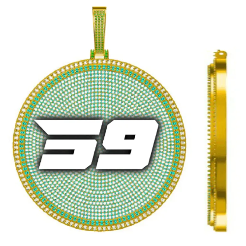 CUSTOM LETTER NECKLACE 3D BIG DISC sold by The GUU Shop