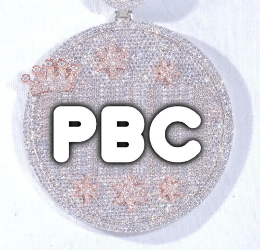 CUSTOM LETTER NECKLACE 3D BIG CROWN DISC sold by The GUU Shop