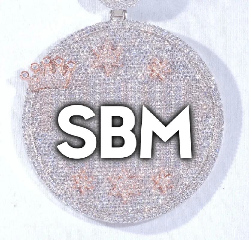 CUSTOM LETTER NECKLACE 3D BIG CROWN DISC sold by The GUU Shop