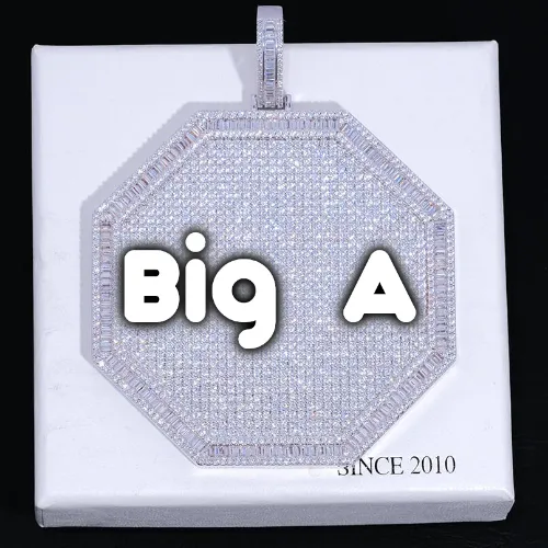 CUSTOM LETTER NECKLACE 3D BIG OCTAGON sold by The GUU Shop
