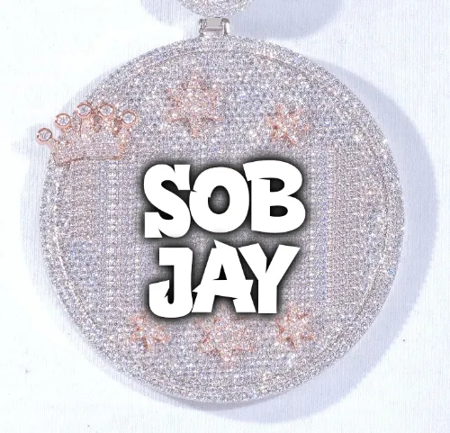 CUSTOM LETTER NECKLACE 3D BIG CROWN DISC sold by The GUU Shop