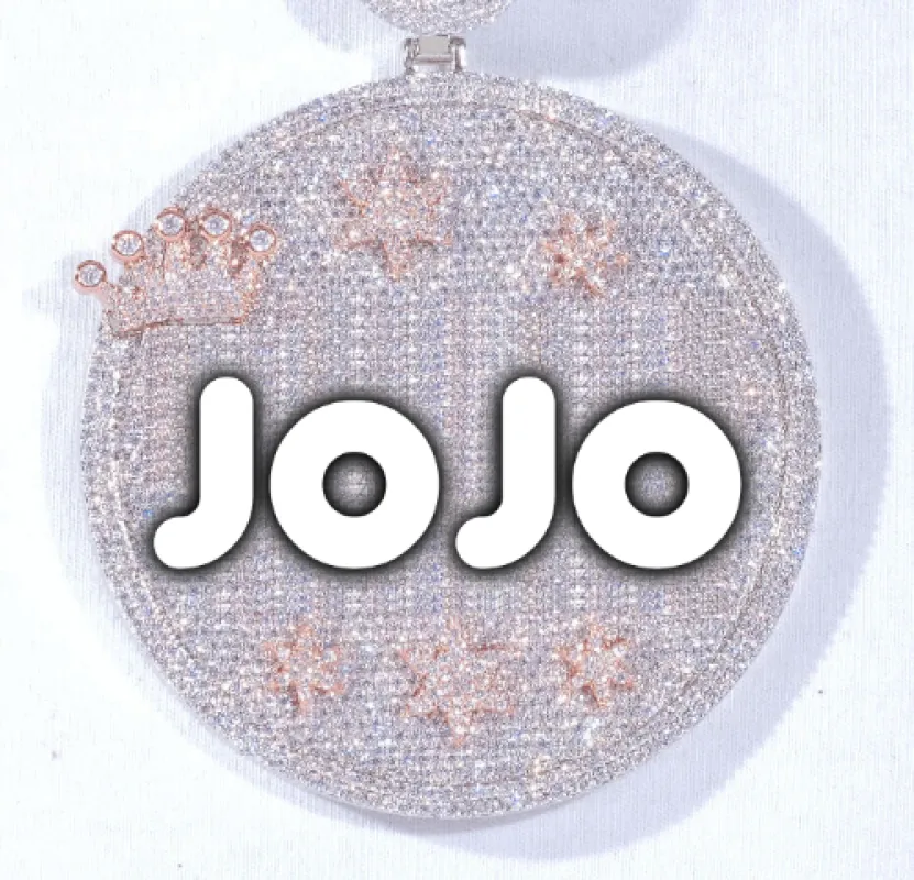 CUSTOM LETTER NECKLACE 3D BIG CROWN DISC sold by The GUU Shop