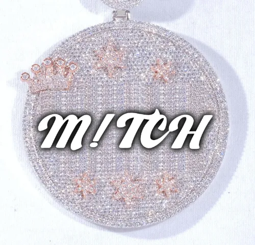 CUSTOM LETTER NECKLACE 3D BIG CROWN DISC sold by The GUU Shop