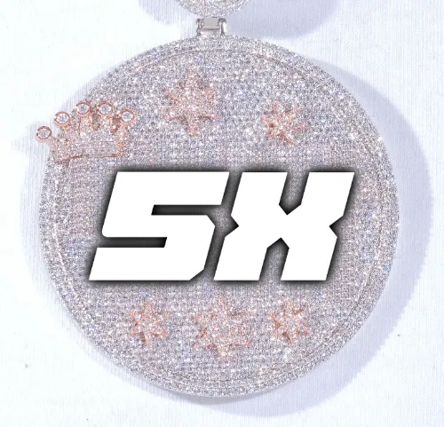 CUSTOM LETTER NECKLACE 3D BIG CROWN DISC sold by The GUU Shop