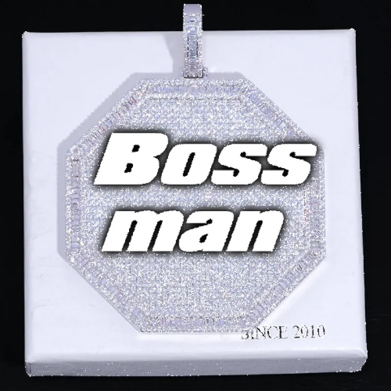 CUSTOM LETTER NECKLACE 3D BIG OCTAGON sold by The GUU Shop