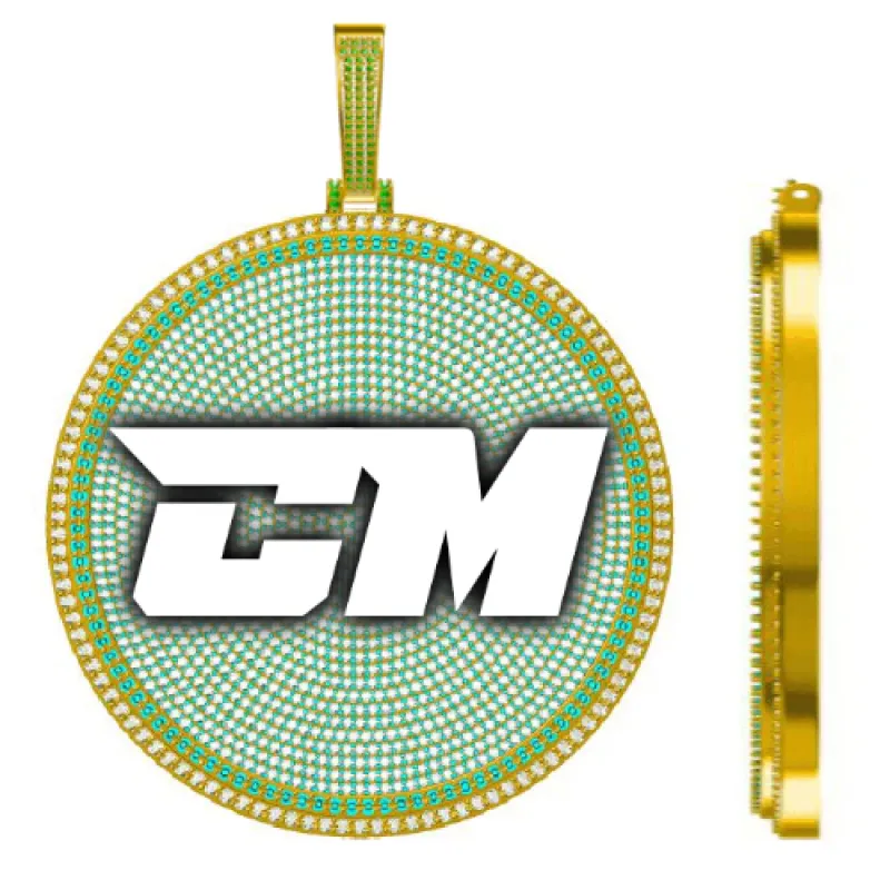 CUSTOM LETTER NECKLACE 3D BIG DISC sold by The GUU Shop