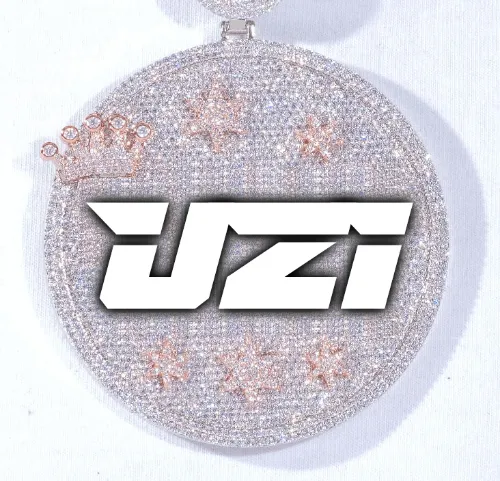 CUSTOM LETTER NECKLACE 3D BIG CROWN DISC sold by The GUU Shop