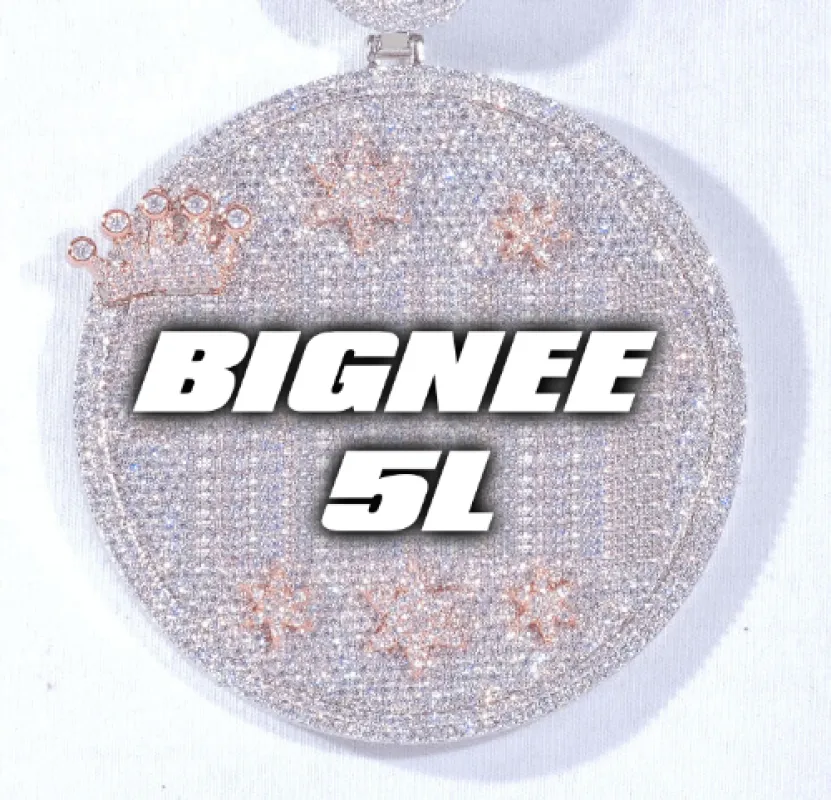 CUSTOM LETTER NECKLACE 3D BIG CROWN DISC sold by The GUU Shop