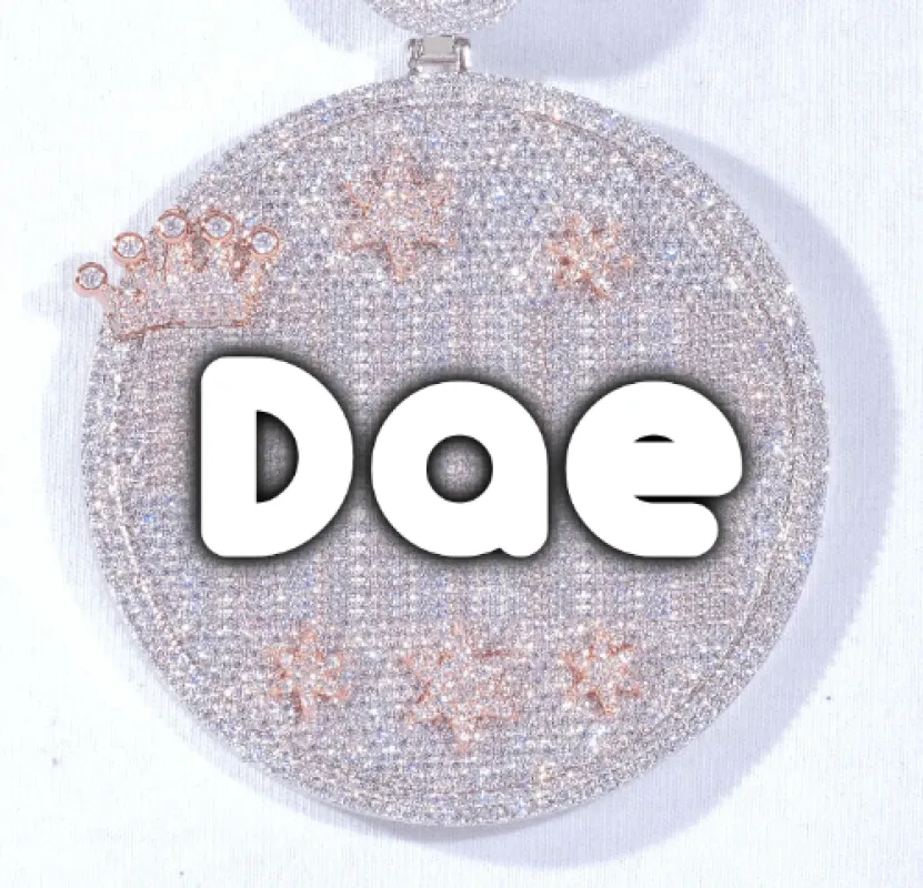 CUSTOM LETTER NECKLACE 3D BIG CROWN DISC sold by The GUU Shop