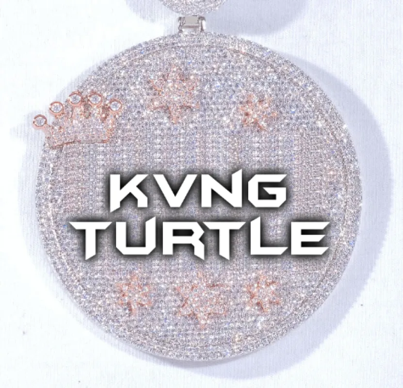 CUSTOM LETTER NECKLACE 3D BIG CROWN DISC sold by The GUU Shop